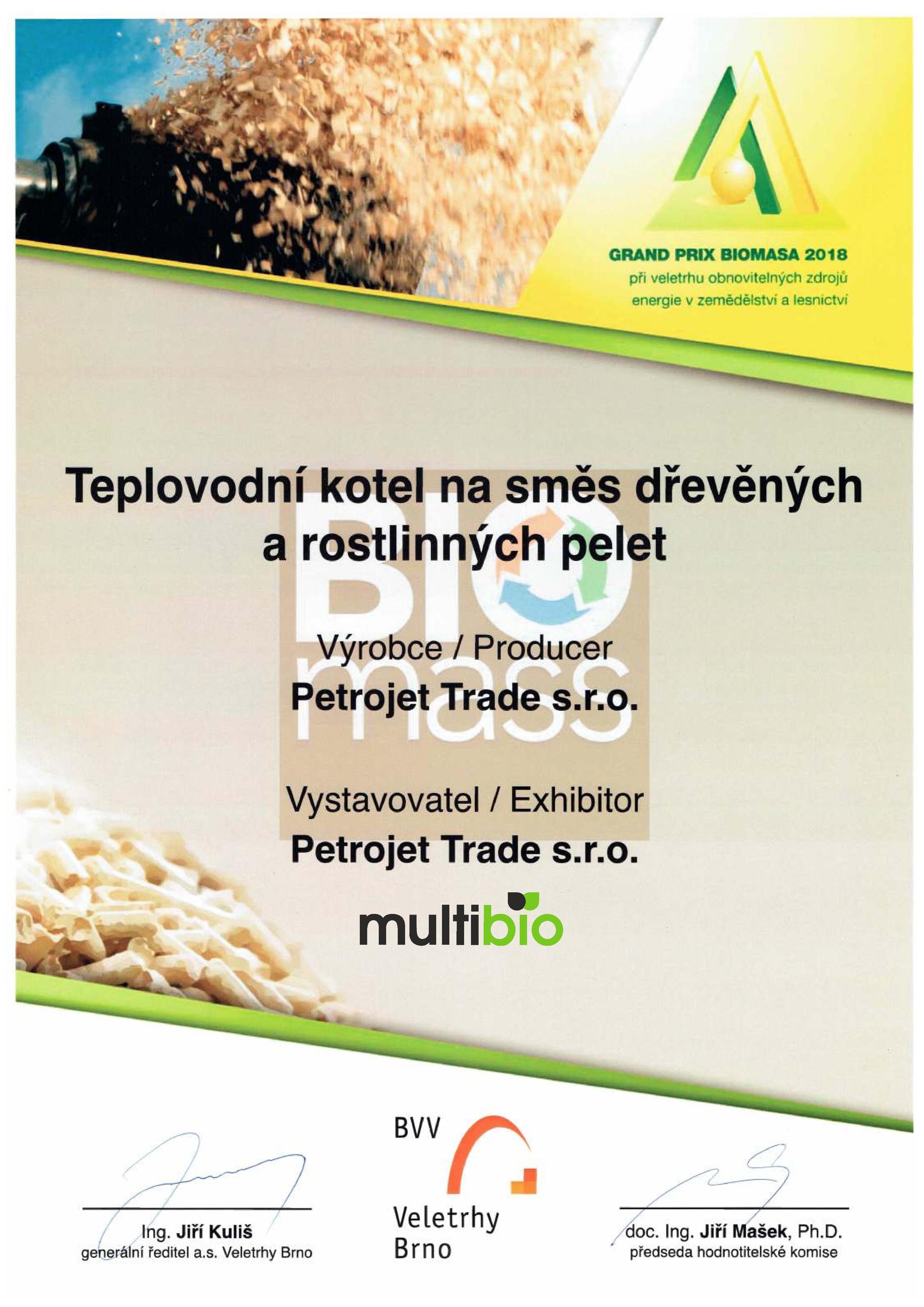 Kotel MultiBio získal cenu Grand Prix Techagro 2018